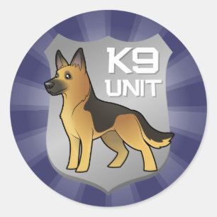 Sticker Rond Berger allemand de bande dessinée de l'unité K9