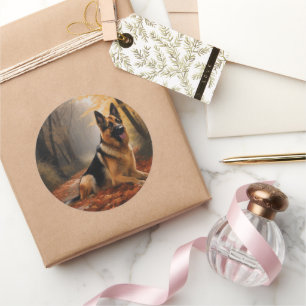 Sticker Rond Berger allemand en automne Feuilles automne Inspir