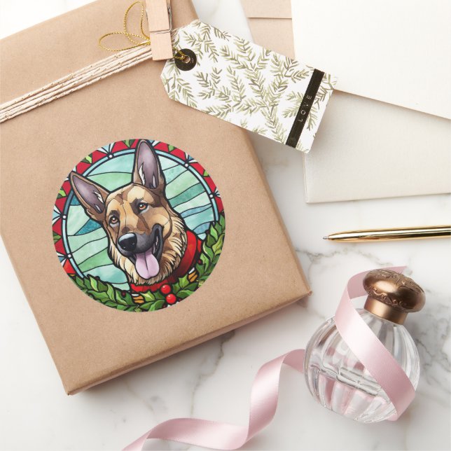 Sticker Rond Berger allemand en verre tendu Noël (Cadeaux)