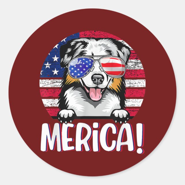 Sticker Rond Berger australien 4 juillet Drapeau américain (Devant)