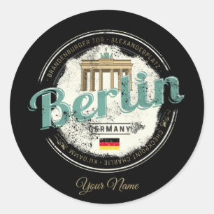 Sticker Rond Berlin Allemagne Porte de Brandebourg Souvenir Vin