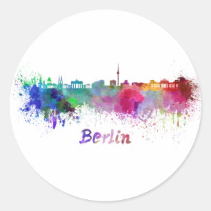 Sticker Rond Berlin skyline in watercolor