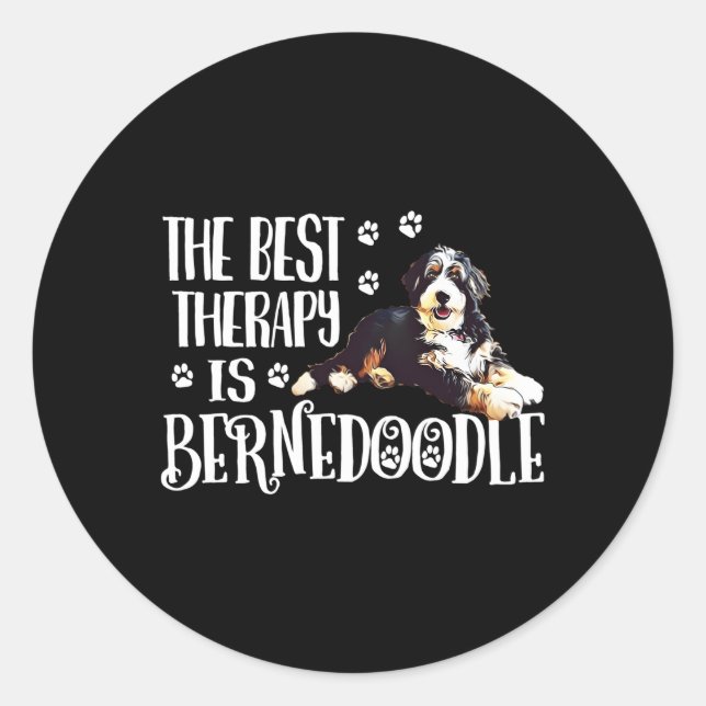 Sticker Rond Bernedoodle (Devant)