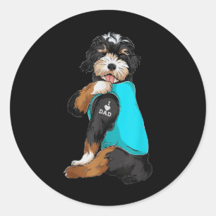 Sticker Rond Bernedoodle I Love Papa Tattoo Apparel, Chien Papa