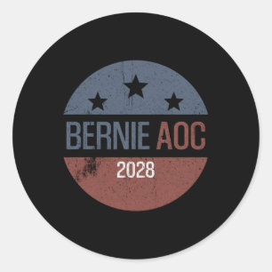 Sticker Rond Bernie Aoc 2028 Bernie Sanders Alexandria Cortez P