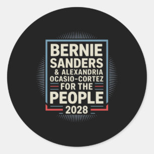 Sticker Rond Bernie Sanders Et Aoc 2028 Pour La Campagne Du Pré