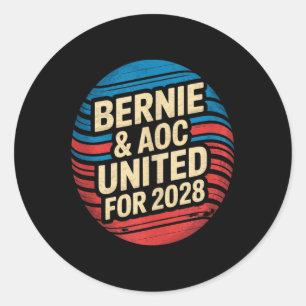 Sticker Rond Bernie Sanders Et Aoc 2028 Pour La Campagne Du Pré