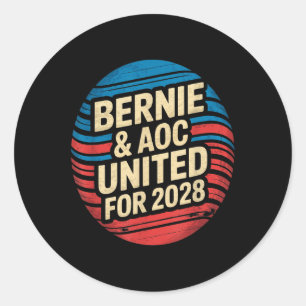 Sticker Rond Bernie Sanders Et Aoc 2028 Pour La Campagne Du Pré