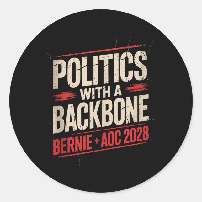 Sticker Rond Bernie Sanders Et Aoc 2028 Pour La Campagne Du Pré (Devant)