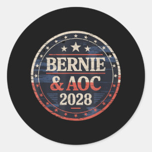 Sticker Rond Bernie Sanders Et Aoc 2028 Pour La Campagne Du Pré