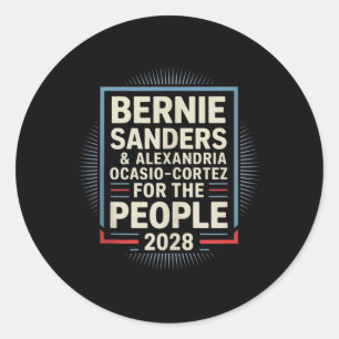 Sticker Rond Bernie Sanders Et Aoc 2028 Pour La Campagne Du Pré