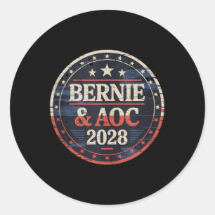 Sticker Rond Bernie Sanders Et Aoc 2028 Pour La Campagne Du Pré