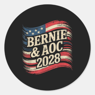 Sticker Rond Bernie Sanders Et Aoc 2028 Pour La Campagne Du Pré