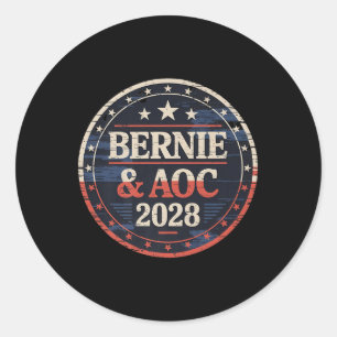 Sticker Rond Bernie Sanders Et Aoc 2028 Pour La Campagne Du Pré