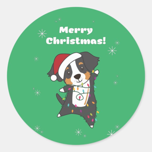 Sticker Rond Bernois Joyeux Noël Joyeux Noël Joyeux Chiens de N (Devant)