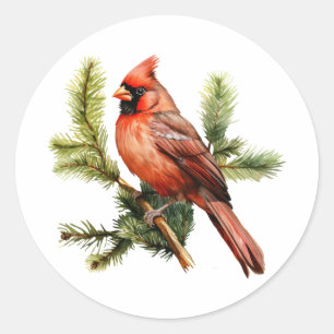 Sticker Rond Berries rouges vibreuses aux Feuilles verts luxuri