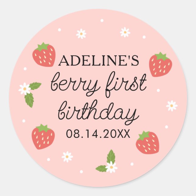 Sticker Rond Berry 1er Anniversaire fraise (Devant)
