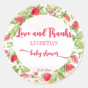 Sticker Rond Berry baby shower de fraise douce merci