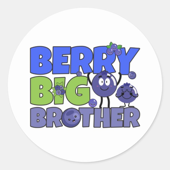 Sticker Rond Berry Big Brother - Pun à bleuets - frère (Devant)