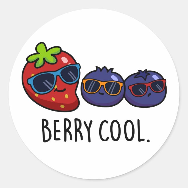 Sticker Rond Berry Cool Funny Fraise Blueberry Pun (Devant)