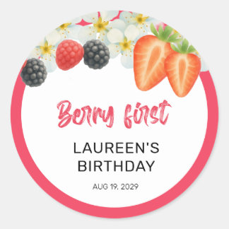 Sticker Rond Berry First 1st Birthday