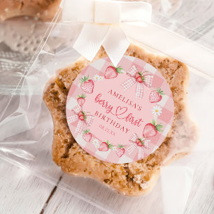 Sticker Rond Berry First Cute 1er Anniversaire Fraise Classique