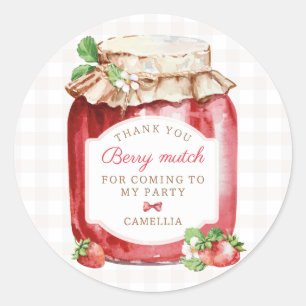 Sticker Rond Berry First Strawberry Jam 1ère fête d'anniversair