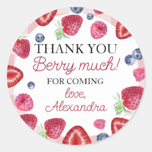 Sticker Rond Berry fraise Premier anniversaire