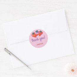 Sticker Rond Berry Fraise Spéciale Anniversaire - Rose