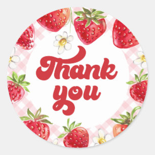 Sticker Rond Berry fraise Sweet Merci d'anniversaire