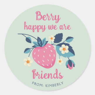 Sticker Rond Berry Happy Strawberry