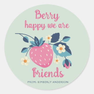 Sticker Rond Berry Happy Strawberry