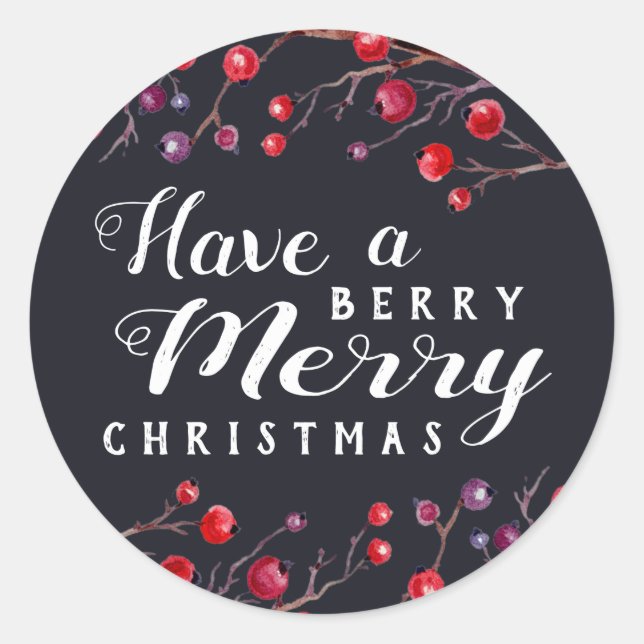 Sticker Rond Berry Joyeux Noël (Devant)