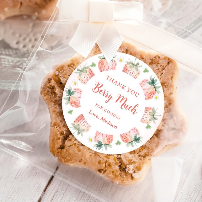 Sticker Rond Berry Merci fraise beaucoup (Créateur téléchargé)