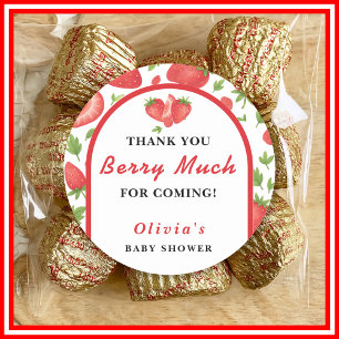 Sticker Rond Berry Much   Baby-Shower mit Erdbeeren