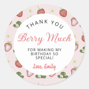 Sticker Rond Berry Much Strawberry Girl 1er fête d'anniversaire