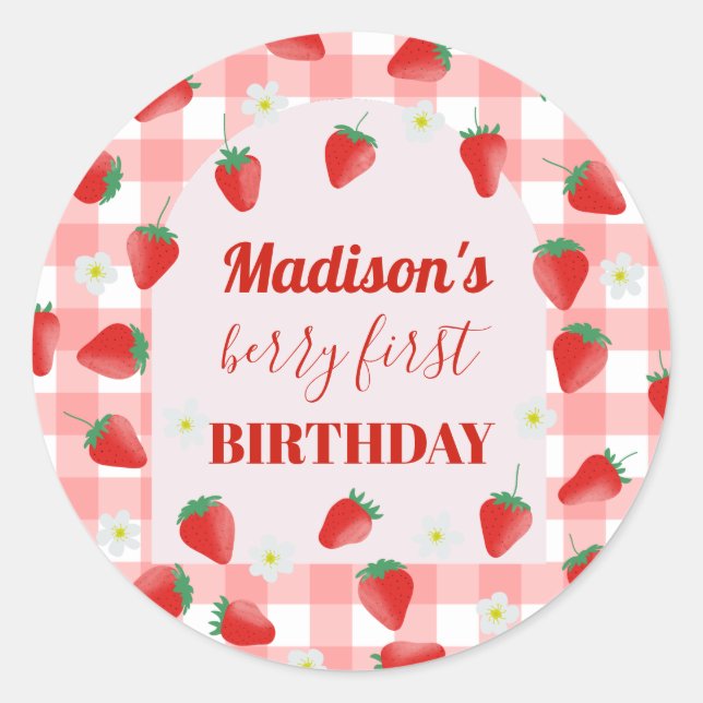 Sticker Rond Berry Premier Anniversaire fraise Premier 1er Bien (Devant)