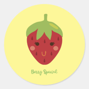 Sticker Rond Berry Special Souriant fraise