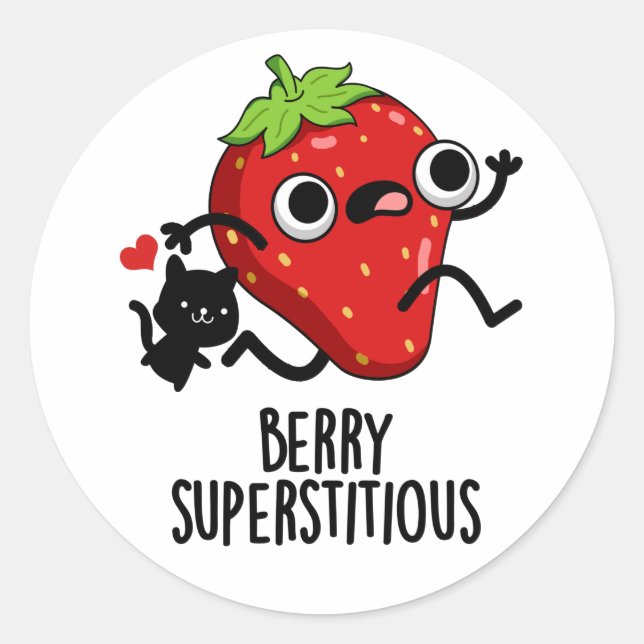 Sticker Rond Berry Superstitieux Fruit Pun (Devant)