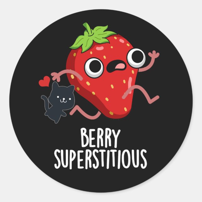Sticker Rond Berry Superstitieux Fruit Pun Dark BG (Devant)