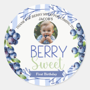 Sticker Rond Berry Sweet Blueberry photo d'anniversaire