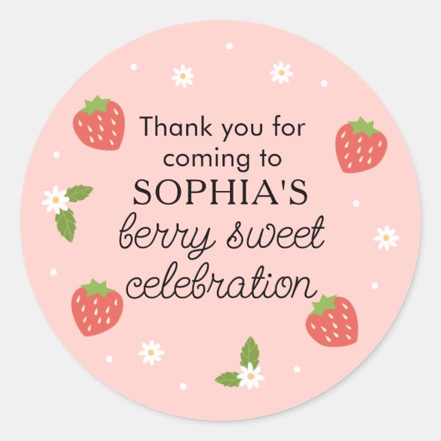 Sticker Rond Berry Sweet Celebration fraise fête d'anniversaire (Devant)