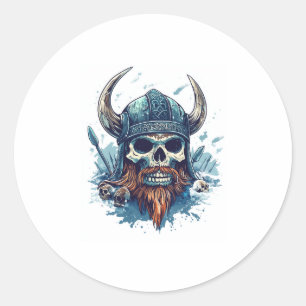 Sticker Rond Berserker crâne viking