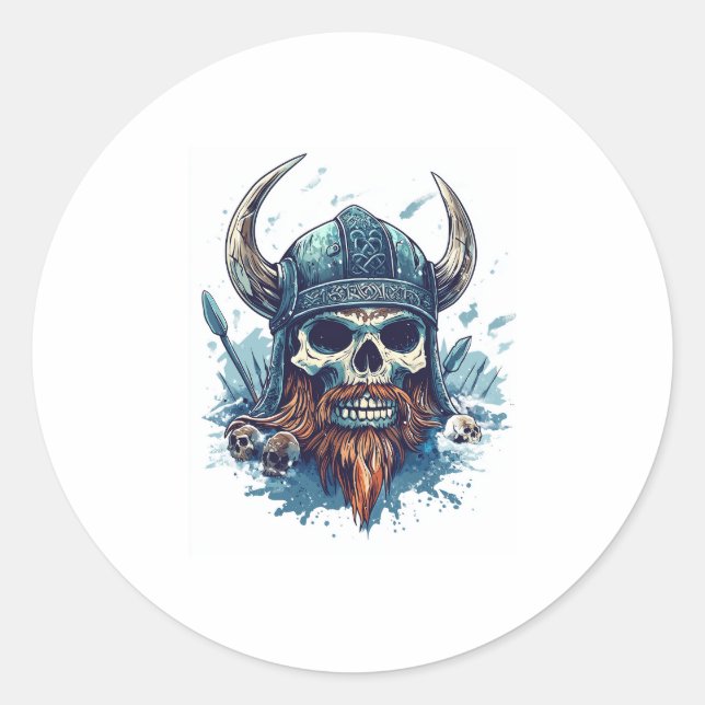 Sticker Rond Berserker crâne viking (Devant)