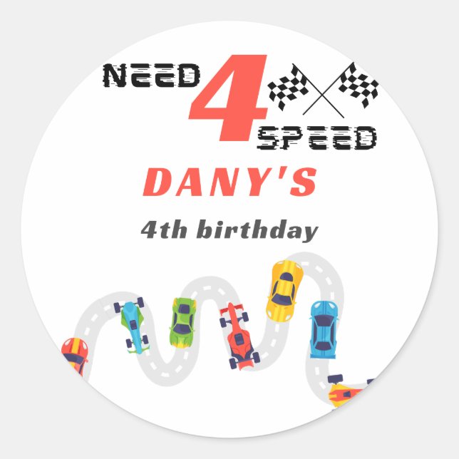 Sticker Rond Besoin 4 Speed Motor Car Racing Boy Quatrième anni (Devant)