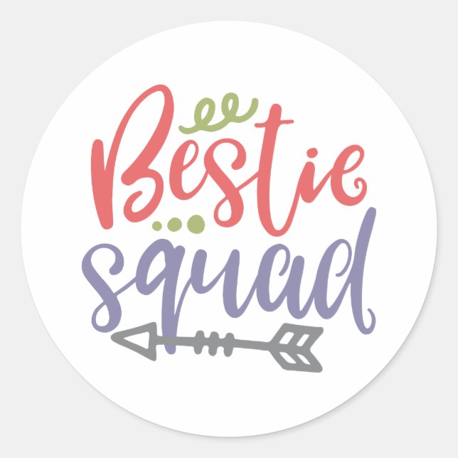Sticker Rond Bestie Squad Friendship Design (Devant)