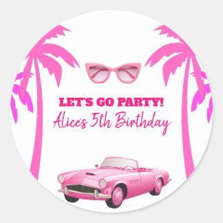 Sticker Rond Besties Malibu Pink Doll Plage Anniversaire