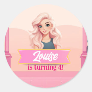 Sticker Rond Besties Poupée rose