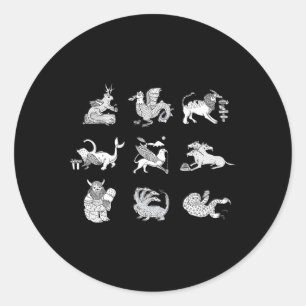 Sticker Rond Bêtes mythiques