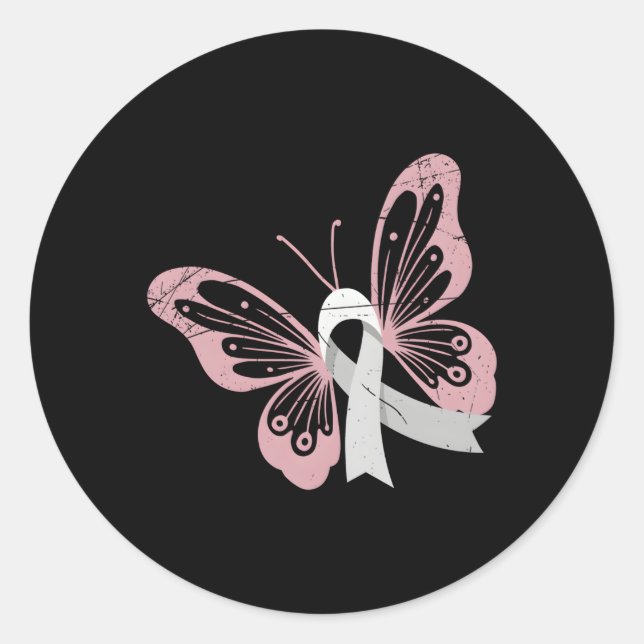Sticker Rond Beurre blanc Cancer du papillon Cancer du poumon d (Devant)